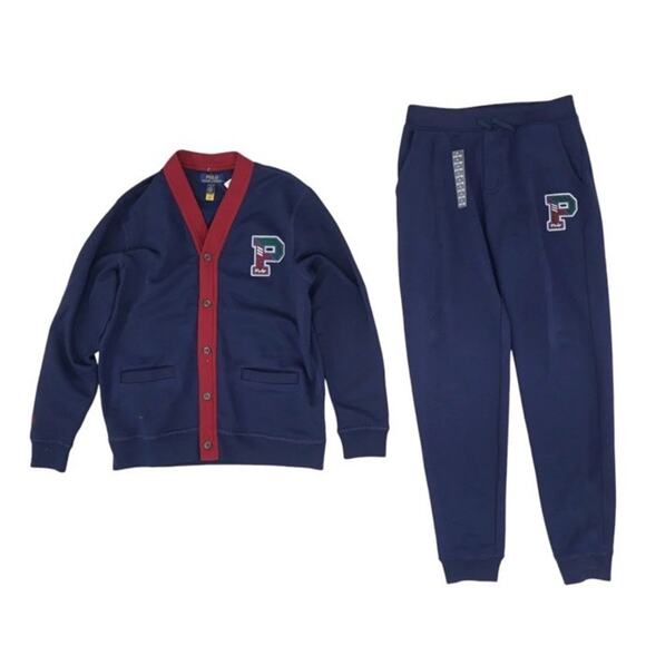 Polo By Ralph Lauren Kid's Boy Fleece Letterman Pant Set Large - Picture 1 of 3